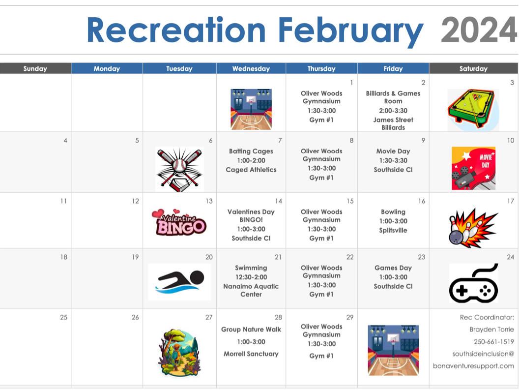 Recreation Calendar June